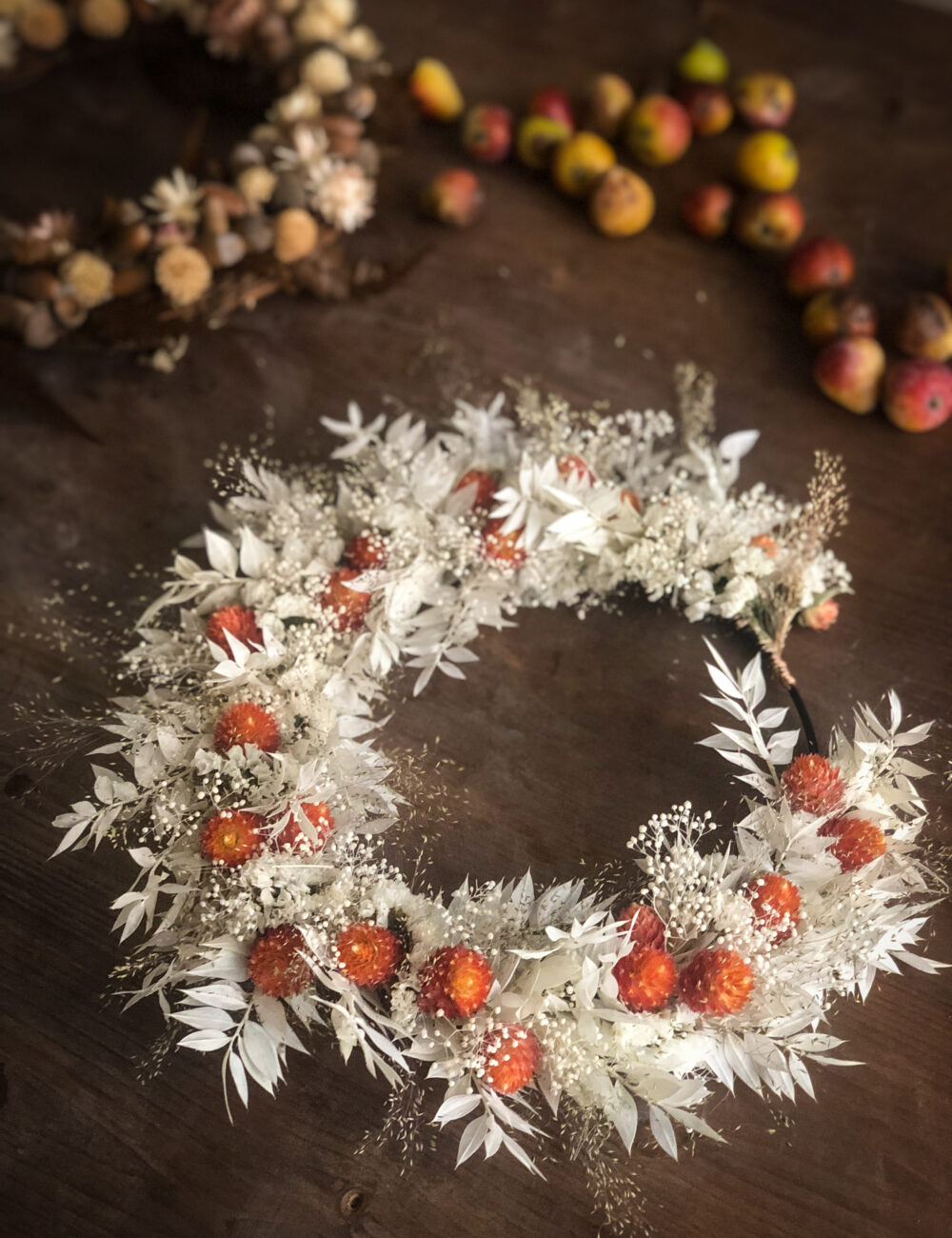 couronne de l'avent fleurs séchées made in france atelier floral toulouse décoration murale idée cadeau femme