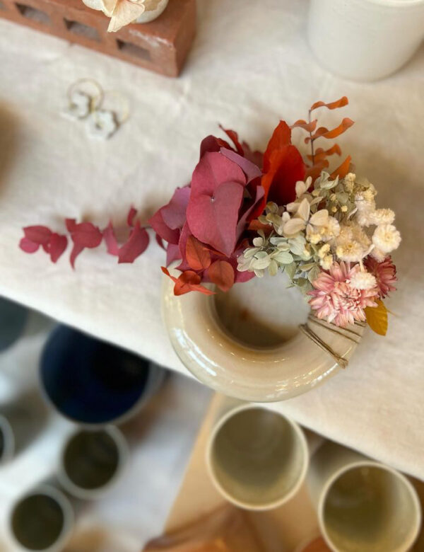 donut céramique et fleurs séchées artisanant français toulouse argile idée cadeau maman femme