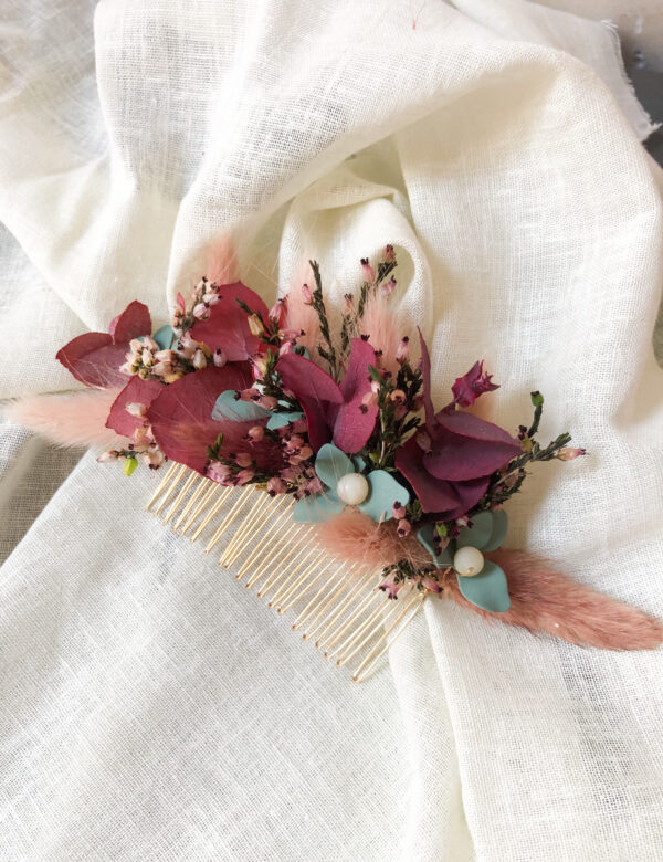 peigne accessoire coiffure de mariée fleurs séchées toulouse chatons pierres semi-précieuse
