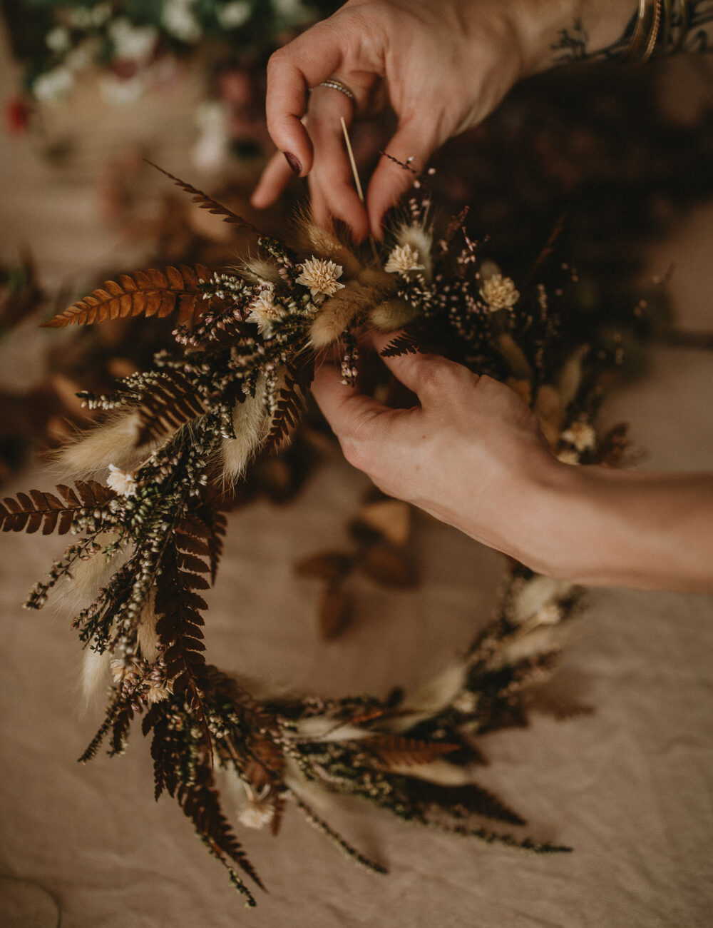 atelier couronne de fleurs séchées cour art floral toulouse